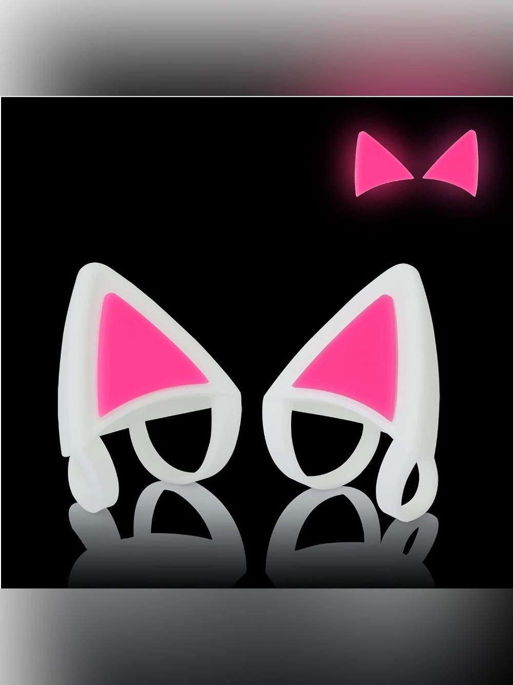 Pink & White Silicone Cat Ears for Headphones (Pair)